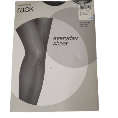 NEW Nordstrom Rack panty hose everyday sheer black sheer toe control top