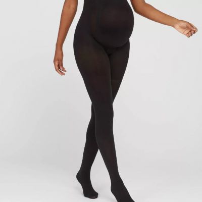 ASSETS by SPANX Maternity Terrific Tights Size 2 Black Opaque Stripe Support NEW