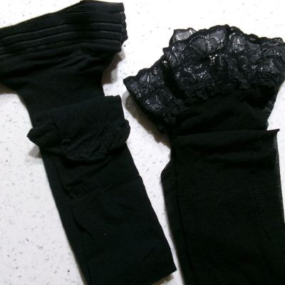 NEW Sexy Stay Up Nylon Thigh High Stockings Silicone Lace Black 2 Pair Mixed Lot