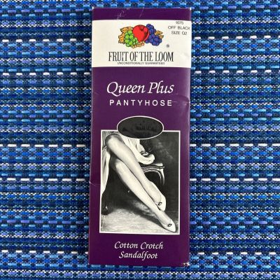 VTG 1993 Fruit Of The Loom Pantyhose Womens Queen Plus Off Black NEW #7294