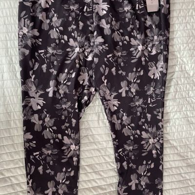 CATHERINES women’s Plus Size Floral Black Performance Leggings 1X NEW NWT