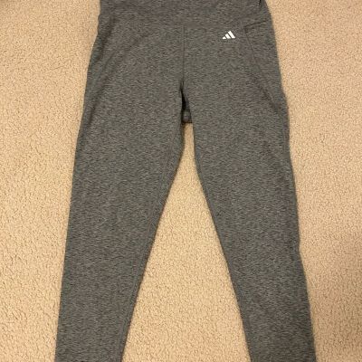 Adidas Optime Stash Pocket High-Waisted 7/8 Leggings Grey Size Large