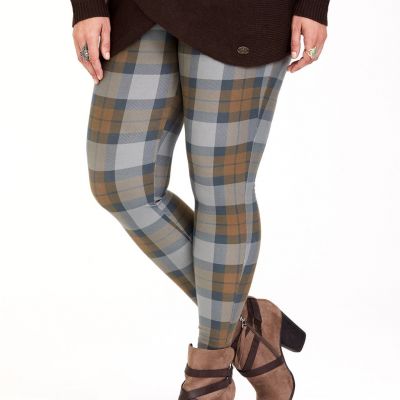 Womens Torrid Outlander Green/Brown Plaid Tartan Leggings Size 2 18-20 NWT