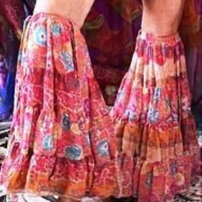 FUN PAIR KNEE SILK MULTICOLOR  ADD ON TIGHTS  YOUR GYPSY TRIBAL BELLY DANCE LOOK