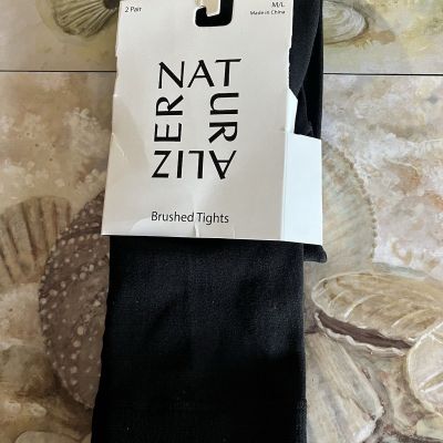 NATURALIZER BLACK BRUSHED HEAVYWEIGHT TIGHTS M/L POLY SPANDEX RETAIL $32