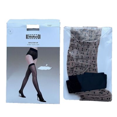 Wolford 28149 Playful Dots Stay-Up 20 Den Fairly Light / Black ( S )