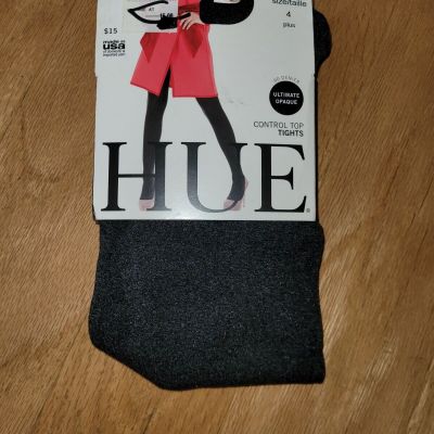 New  HUE Women's Ultimate Opaque Control Top Tights 90 Den, Graphite, Size 4