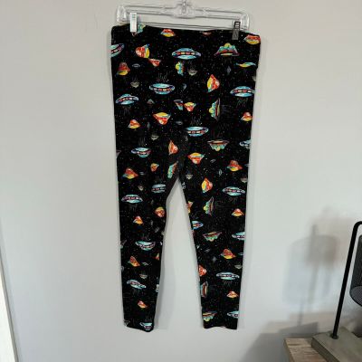 Lularoe Butter Soft Leggings Size Tall & Curvy UFO Spaceships Outer Space