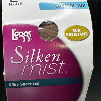 L’eggs Silken Mist Silky Sheer Leg CONTROL TOP 1 Pair Size B Nude SEALED NOS