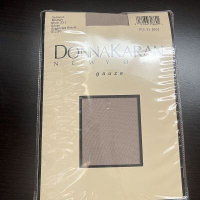 DONNA KARAN NEW YORK Gauze Pantyhose Stockings Oatmeal Medium Style 251