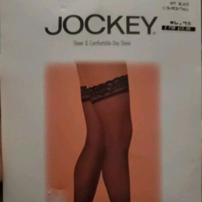 Jockey Day Sheer Lace Top Thigh High Stockings C/D MED/TALL OFF BLACK 6592