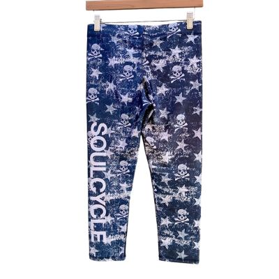 Terez for Soul Cycle skull printed navy and white leggings, women's medium