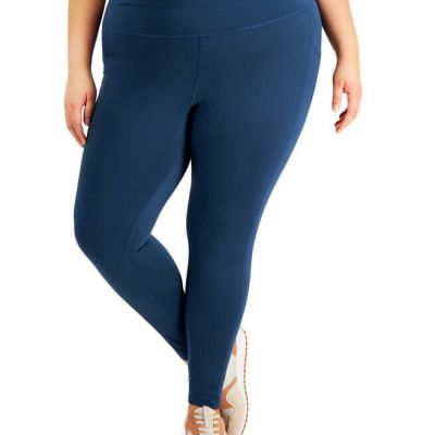 ID Ideology Women's Plus Size Compression 7/8 Length Leggings (Indigo Sea, 2X)