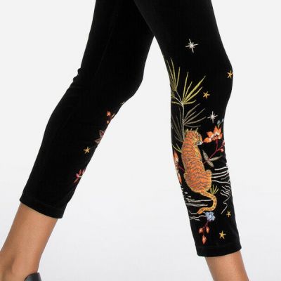 Johnny Was Leggings KEONE VELVET LEGGING Embroidery Pants Velvet XL BLACK NEW