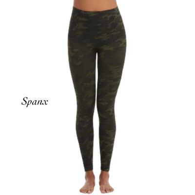 Spanx Look At Me Now Green Camo Skinny Mid Rise Tummy Control Leggings Size S