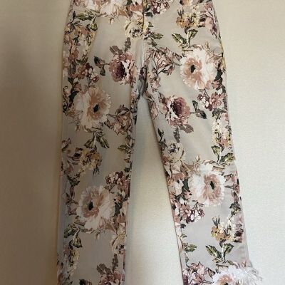 Womens Ethyl Clothing- Capri Denim Pink Flowers size 4 -Pre-Owned.