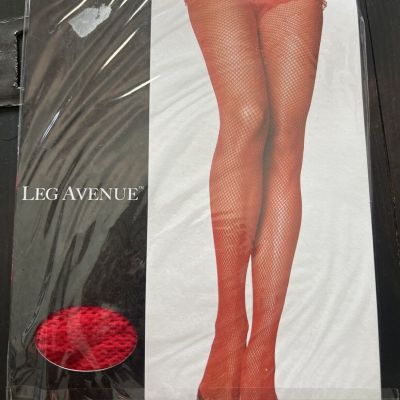 Leg Avenue Red Fishnet Stockings 9001A One Size  New 90-165 lbs Halloween