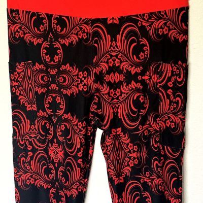 Romantic Paisley Side Pockets Buttery Yoga Leggings TC2 or OS