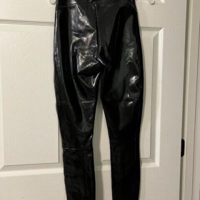 Leggings Pants SPANX Faux Patent Leather Liquid Gloss Black Size Small