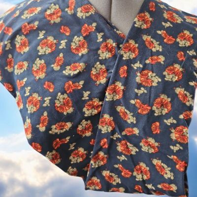 LuLaRoe Leggings Navy W/ Orange/Rust Floral Pattern Size TC