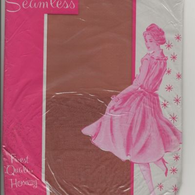 NOS 100perc Nylon Stockings - Seamless Mesh Tan - No Size on Pkg