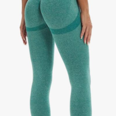 NEW YVYVLOLO Women High Waist Workout Gym Butt Lift Seamless Leggings Size Large