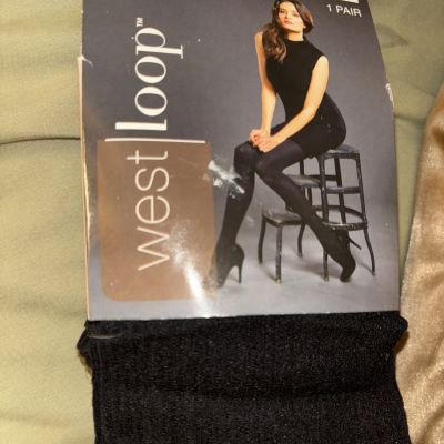 west loop pantyhose Ribbed Black Size M/L Control Top