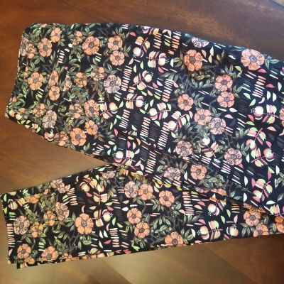 LuLaRoe Leggings OS, Peach/Pink/Green Floral, NWT