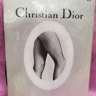 Vtg Christian Dior Pantyhose Sz 2  Chain Link Texture Navy Blue Nylons  NOS HTF