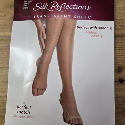 Hanes Silk Reflections TOELESS Breathable Control Top Pantyhose Size AB