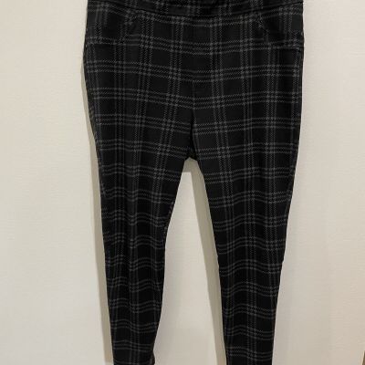 Anthropologie Sanctuary Black & Gray Plaid Stretch Pull On Pants Size 2x