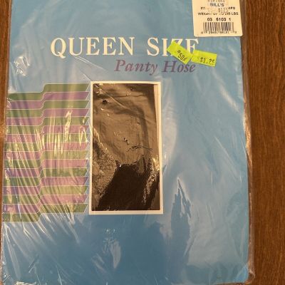 NEW OLD STOCK Vintage Women’s Queen Size Pantyhose Made USA Off Black Reinf Toe