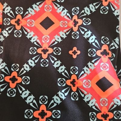 Lularoe Leggings TC - Geometric Black Peach/Orange Blue