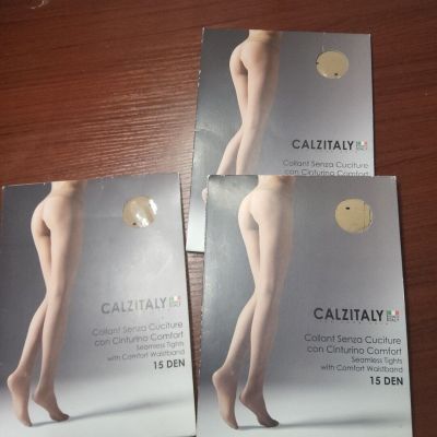 Calzitaly Seamless Sheer Tights Comfortable Waist 15 Dernier Pantyhose NaturaleS