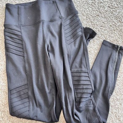 Athleta Leggings Womens XS Black Delancey Moto Tight Workout Pockets