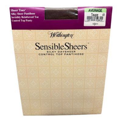 Worthington Sensible Sheers Control Top Sheer Toes Pantihose Average Taupe NOS