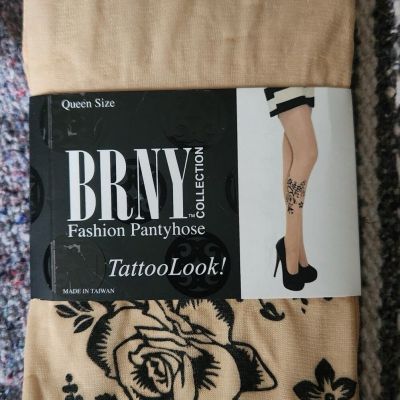 BRNY Collection - Fashion Pantyhose - Tattoo Look - Queen Size - NWT