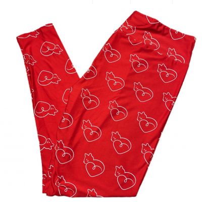 LuLaRoe TC2 Leggings Cats w/ Heart Tails on Red NWT Sizes 20 22 24 26