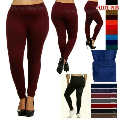 PLUS SIZE WOMEN FLEECE SEAMLESS WARM THICK LINED WINTER LEGGINGS STRETCH PANTS