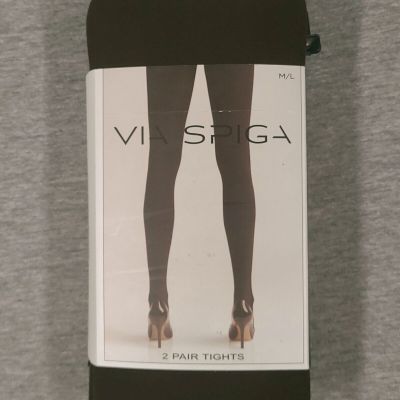 Via Spiga Tights M/L 2 Pair Black Brown Opaque NWT