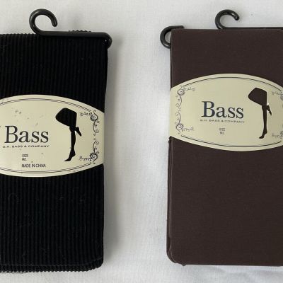 G.H. BASS TIGHTS BLACK M/L LOT OF 2 BLACK/BROWN NEW !!!