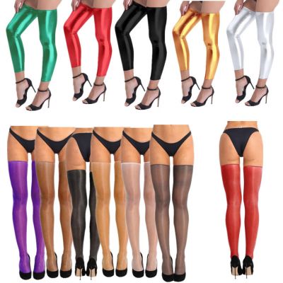 Sexy Lingerie Womens Stockings Wetlook Compression Thigh Highs Socks Pantyhose