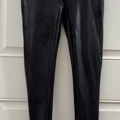 Spanx Faux Leather Leggings Size Small 2437Q Neutral Stretch Moto Edgy Baddie