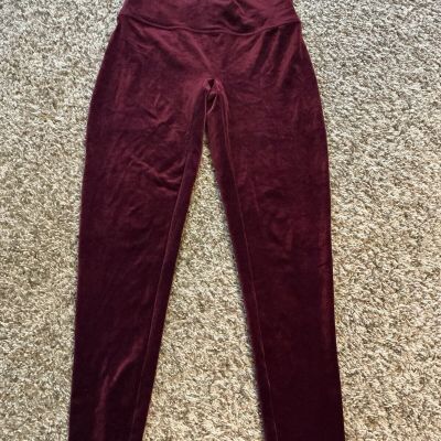 Spanx Women's Maroon Red High Rise Velvet Leggings Plus Size 1X