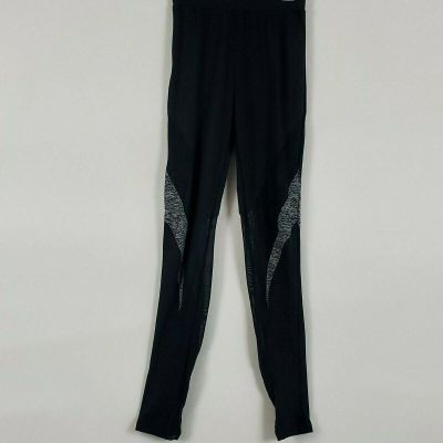 Womans Black Leggings Pants W/Sheer Strip Size XS