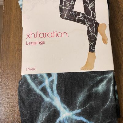 XHILARATION Black Lightning Footless Leggings Cosplay Halloween Witchy - XL -NWT