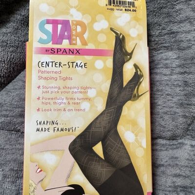 Spanx Star Power Center Stage Patterned Shaping Tights Size B New in Box Black