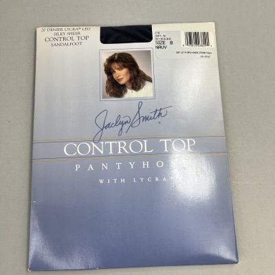 New Vintage Jaclyn Smith Silky Sheer Pantyhose Control Top Size B Navy