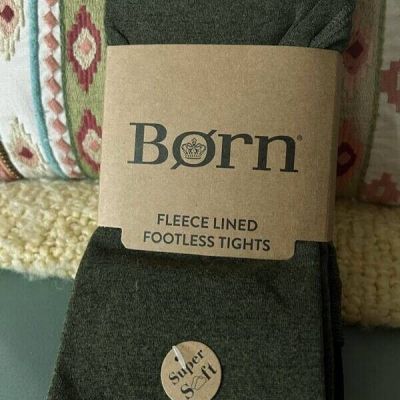 Born Fleece Lined Footless Tights Size S/M NEW 90-135 lbs Black/Olive Green