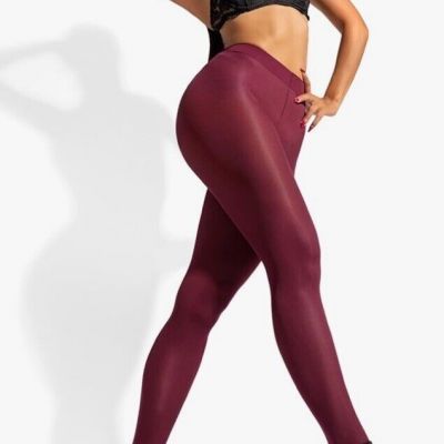 Sofsy Opaque Tights Pantyhose Italy Matte High Waist Bordeaux 40 Den Sz 2-S New